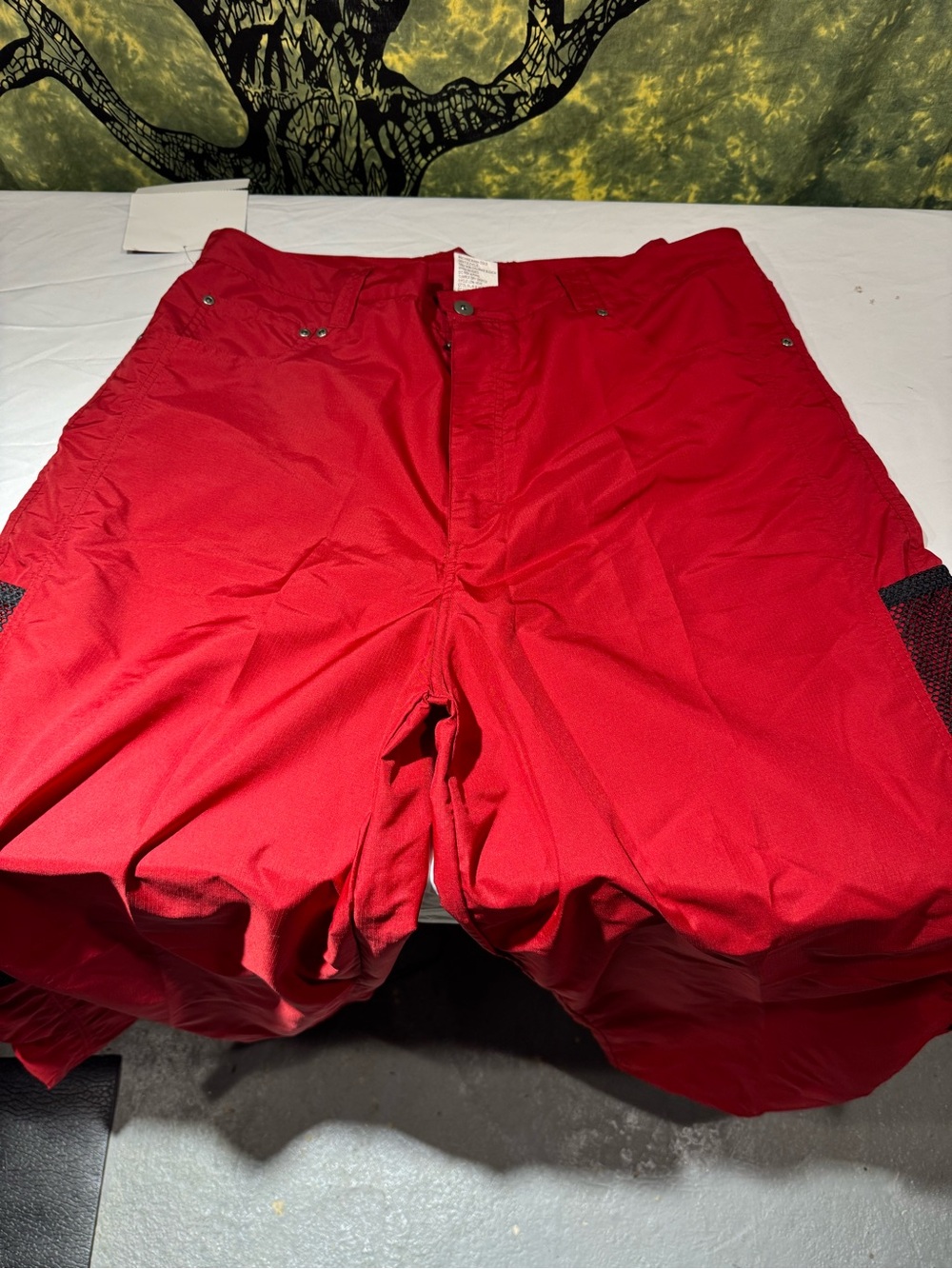 Lucait Y2K Wide Leg Pants with Mesh Pockets Red Size 40 Vintage B - Picture 2 of 5